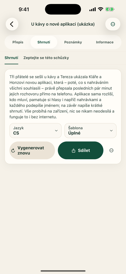 Vocatim: AI shrnutí