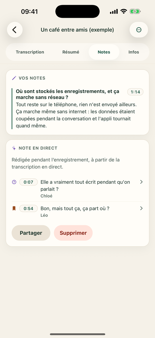 Vocatim: Note en direct