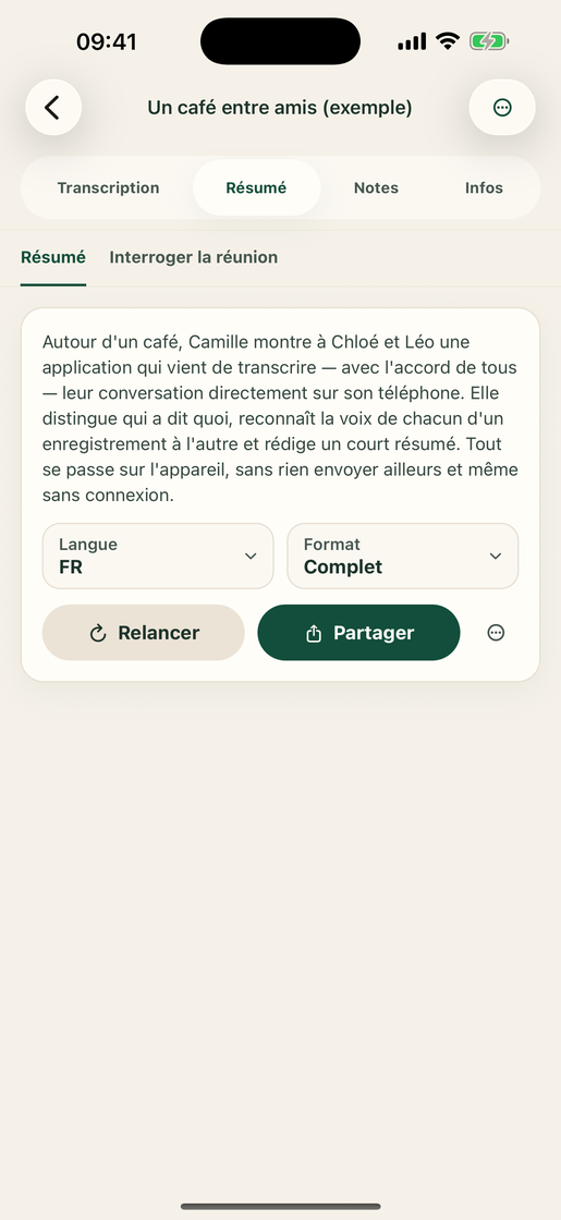 Vocatim: Résumé IA