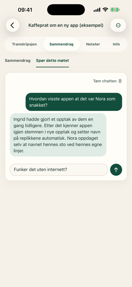 Vocatim: Chat med opptaket