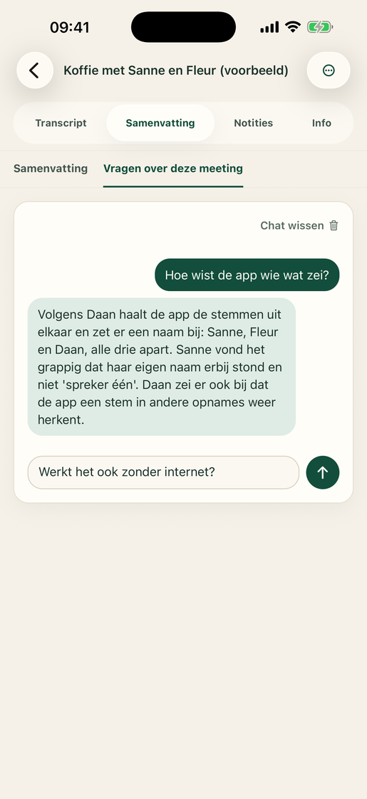 Vocatim: Chat met de opname