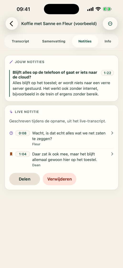 Vocatim: Live notitie