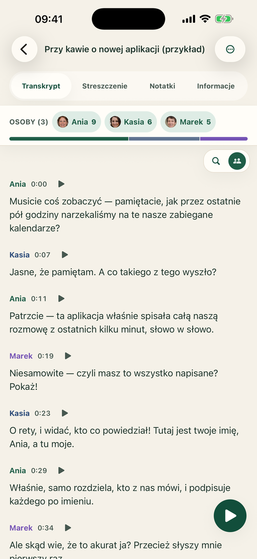 Vocatim: Transkrypt z mówcami