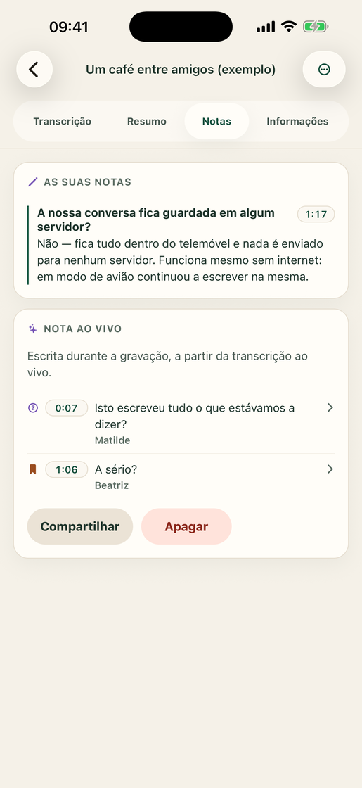 Vocatim: Nota ao vivo