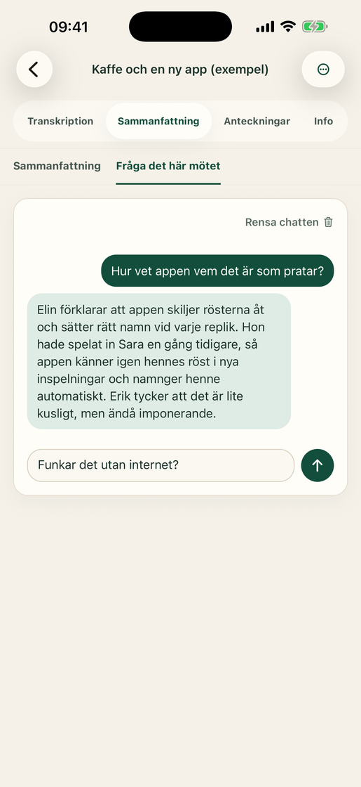 Vocatim: Chatta med inspelningen