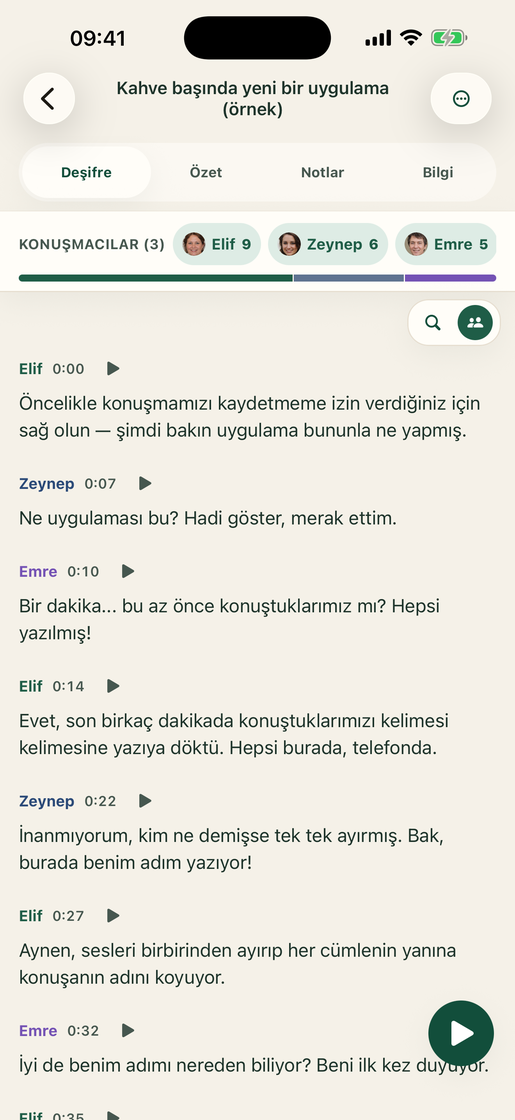 Vocatim: Konuşmacılarla transkript