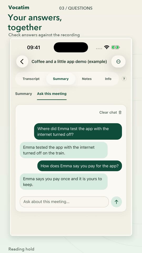 Search, summaries and questions