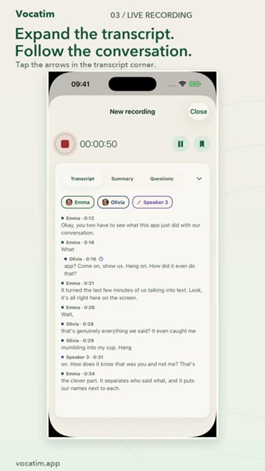 Recording and live transcription